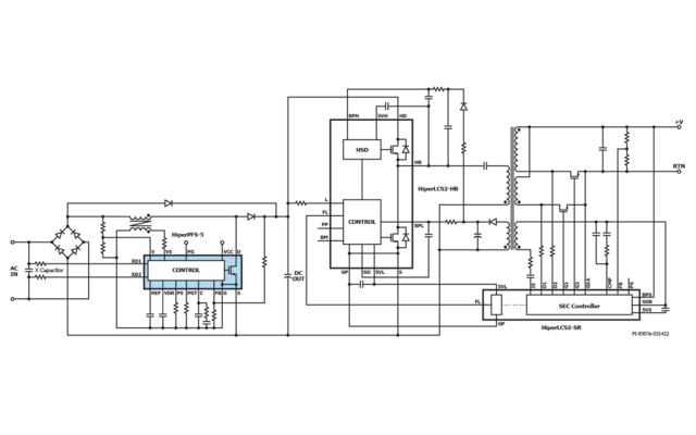 標準的なアプリケーション回路図 (HiperLCS-2 チップセットとの組み合わせ)